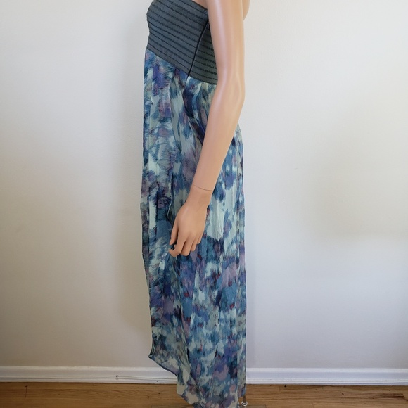 Elizabeth and James Strapless Silk Maxi Dress S Sheer Flowy Fairy - Picture 3 of 8